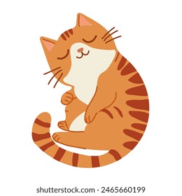 gatos en diferentes poses, lindo, ptshystyk, filas, Ilustración vectorial	