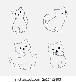 Cats in different poses in doodle style