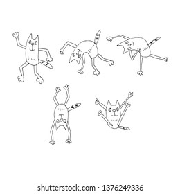 Cats in different poses. Vector illustration.