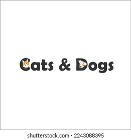 Cats and dog logo and sticker