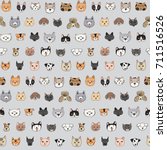 cats and dogs animal doodle seamless pattern