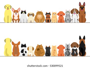 cats and dogs border set, front view and rear view