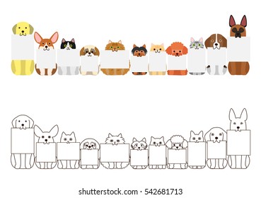 cats and dogs border set, with small blank board in each mouth