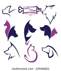 cats and dogs, my favorite pet, vector collection of animals symbols