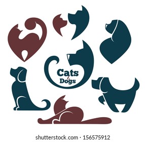 cats and dogs, my favorite pet, vector collection of animals symbols