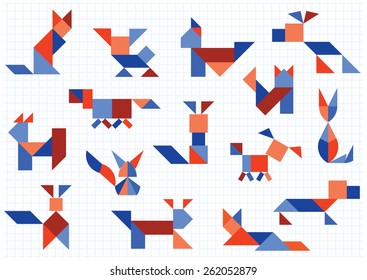 cats and dogs on a white background