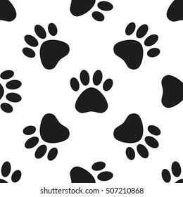 Cat's or dog's paw isolated on background. Cute paws animal seamless pattern