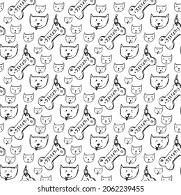 Cats and dogs Seamless Pattern Design. Vector Illustration.