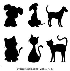 Cats and dogs silhouette black specially for pet clinic logos 