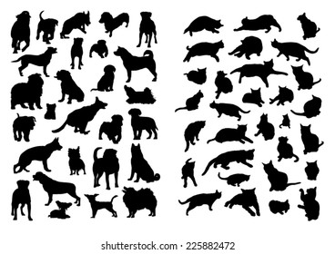 Cats and Dogs Silhouettes Set