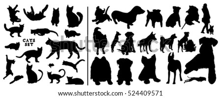 Cats and Dogs Silhouettes Set