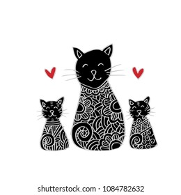 Cats. Doodle style.