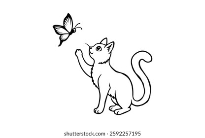 Cats Doodles Set vector silhouette,