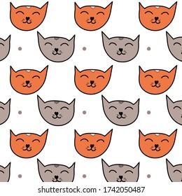 Cats and dots textile pattern