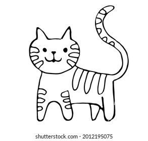 gatos dibujados con un contorno negro, aislados en un fondo blanco. gatitos al estilo de los garabatos