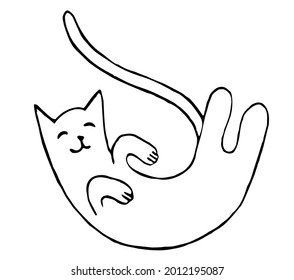 Cats Drawn Black Outline Isolated On Stock Vector (Royalty Free ...