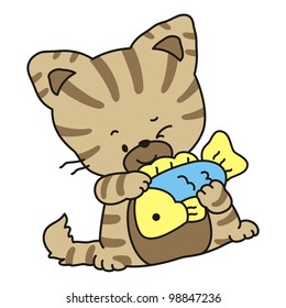 cats are eating fish