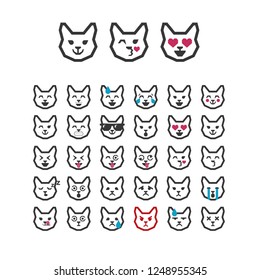 Cats emoticons set