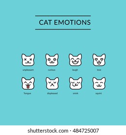 Cats Emotions Icons Line Stock Vector (Royalty Free) 484725007 ...