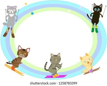 Cats are enjoying skiing.