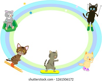 Cats are enjoying winter sports.