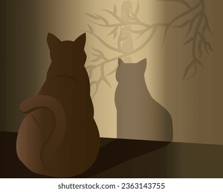 A Cat's Evening Wall Silhouette