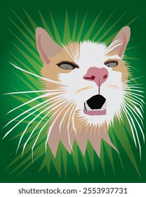 The cat's expression with its mouth open and its whiskers looking long makes it attractive. This vector image is suitable for illustration needs in the field of education.