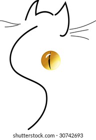 The cat's eye against the graceful image of a kitten. vector. illustration