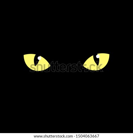 cat's eye of a black cat. eyes of a yellow cat in the dark. Vector illustration