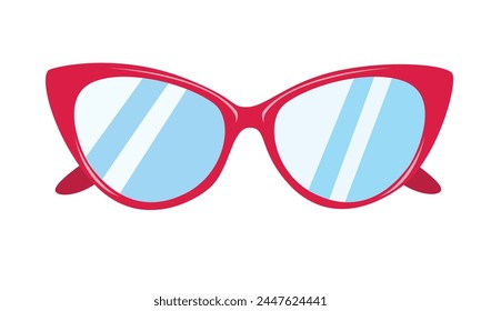 Cat's eye or cat-eye sunglasses vector illustration. Summer element. Eyewear fashion. Cartoon flat vector isolated.