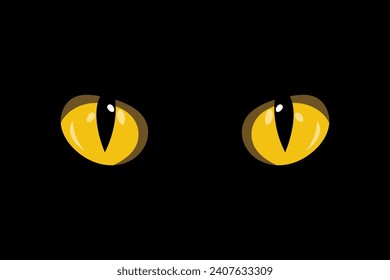 Cat's eyes in a dark. Eyes of a cat in the dark. Dangerous eyes of a cat. Vector eyes