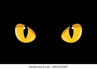 Cat's eyes in a dark. Yellow Eyes of a cat in the dark. Dangerous eyes of a cat. Vector icon