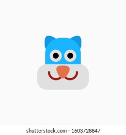 Cat's face in flat design style. Cute kitty. animal's head logo. Flat vector illustration, isolated on white background.