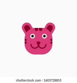 Cat's face in flat design style. Cute kitty. animal's head logo. Flat vector illustration, isolated on white background.