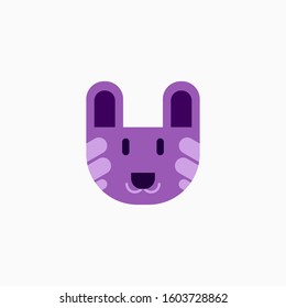Cat's face in flat design style. Cute kitty. animal's head logo. Flat vector illustration, isolated on white background.