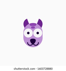 Cat's face in flat design style. Cute kitty. animal's head logo. Flat vector illustration, isolated on white background.