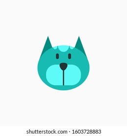 Cat's face in flat design style. Cute kitty. animal's head logo. Flat vector illustration, isolated on white background.