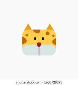 Cat's face in flat design style. Cute kitty. animal's head logo. Flat vector illustration, isolated on white background.