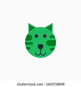 Cat's face in flat design style. Cute kitty. animal's head logo. Flat vector illustration, isolated on white background.