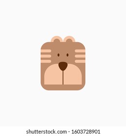 Cat's face in flat design style. Cute kitty. animal's head logo. Flat vector illustration, isolated on white background.