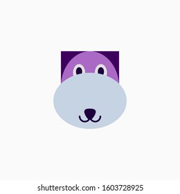 Cat's face in flat design style. Cute kitty. animal's head logo. Flat vector illustration, isolated on white background.