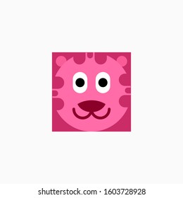 Cat's face in flat design style. Cute kitty. animal's head logo. Flat vector illustration, isolated on white background.