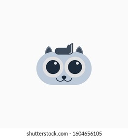 Cat's face in flat design style. Cute kitty. animal's head logo. Flat vector illustration, isolated on white background.