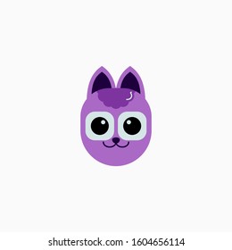 Cat's face in flat design style. Cute kitty. animal's head logo. Flat vector illustration, isolated on white background.