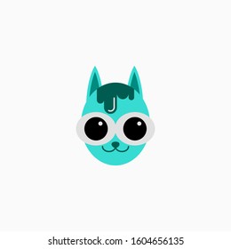 Cat's face in flat design style. Cute kitty. animal's head logo. Flat vector illustration, isolated on white background.