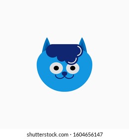 Cat's face in flat design style. Cute kitty. animal's head logo. Flat vector illustration, isolated on white background.