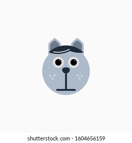 Cat's face in flat design style. Cute kitty. animal's head logo. Flat vector illustration, isolated on white background.