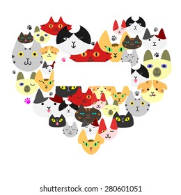 cats face in heart-shape
