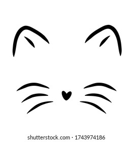 Cat Kawaii Sticker, cat ears, png
