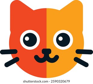 a cat's face with a yellow and orange background